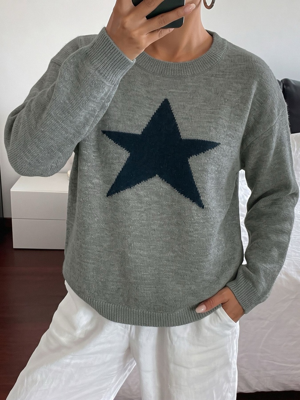 Star-Patterned Dropped Shoulder Sweater - Picture 3 of 14